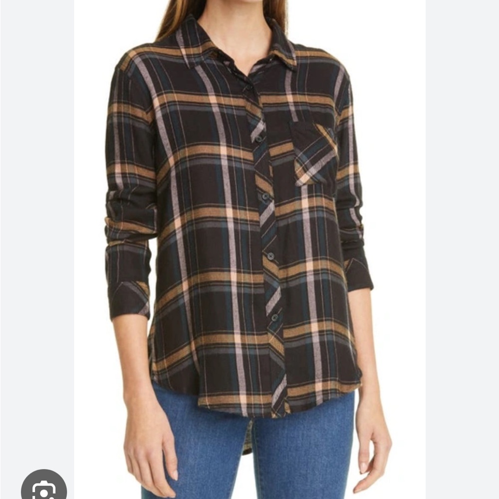 Rails HUNTER PLAID LONG SLEEVE SHIRT IN MIDNIGHT TEAL MUSTARD